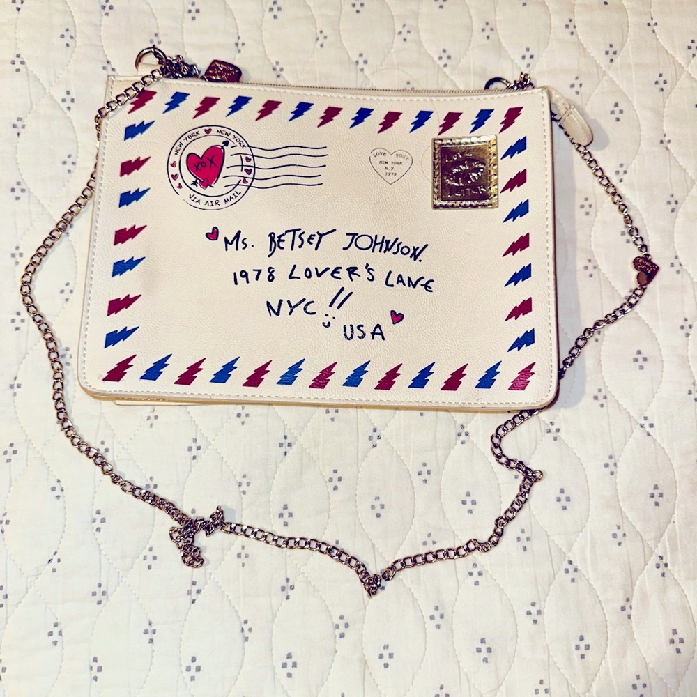Betsey Johnson Love Letter Mail Novelty Purse Bag Hold Chain Strap